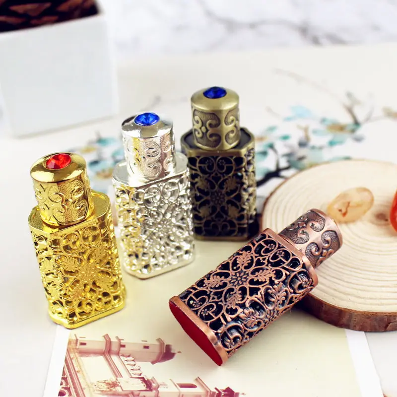 3 мл старину металлический флакон для парфюма Арабский стиль Бутылочки для эфирных масел Контейнер Сплав Королевский стеклянная бутылка украшение для свадьбы подарок