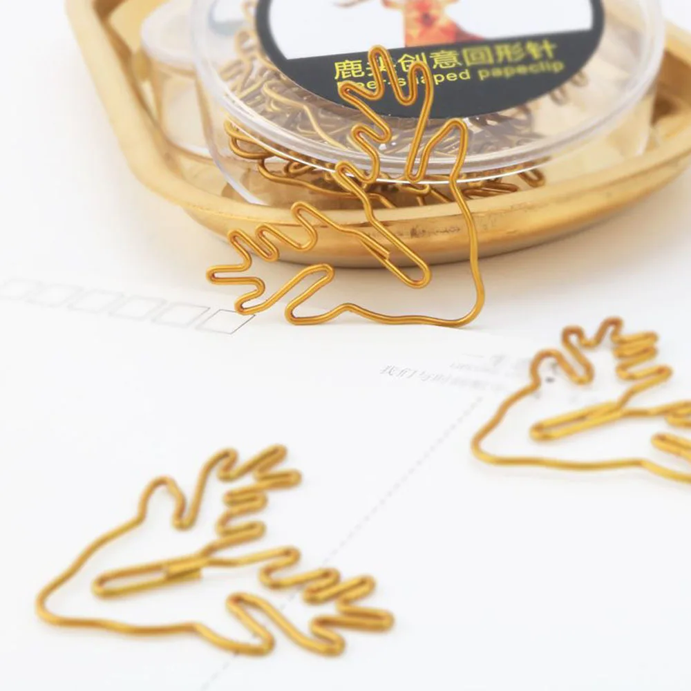 

2018 Sale New Paperclip 8 pieces/lot Gold color Deer Clip Paper Clips Bookmark Pin Stationery Office Accessories Memo