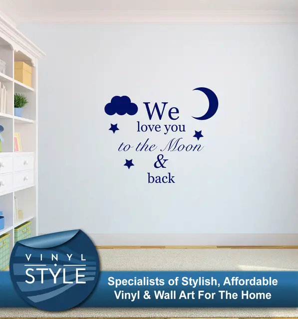 q041 we love you to the moon and back kids bedroom wall art sticker