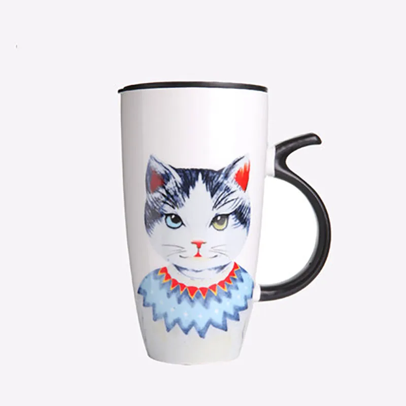 Керамическая необычная кружка кофейная чашка кошка мультфильм чашка для эспрессо милый капучино чайная чашка набор Tazzine Caffe домашняя Питьевая WZD031 - Цвет: Style C