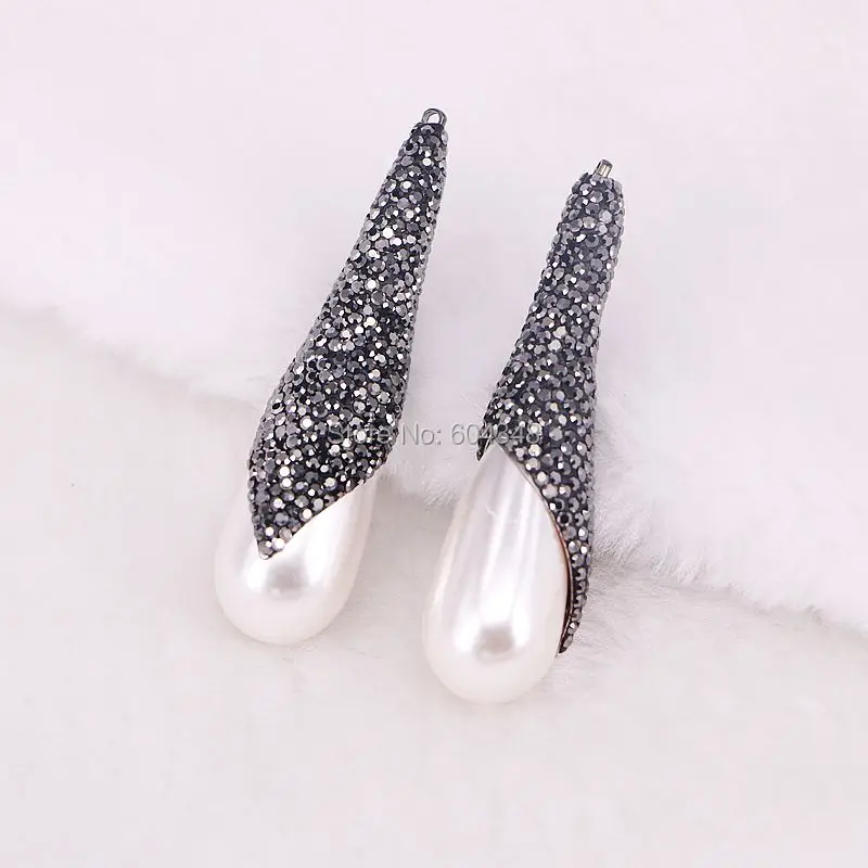 5 шт. подвеска перламутр украшенная искусственными камнями|mother of pearl pendant|mother