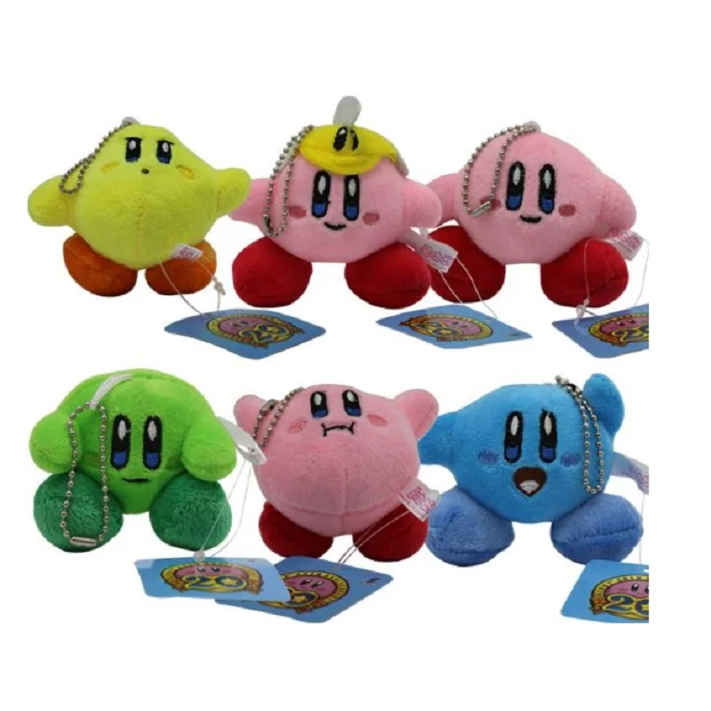 Skyleshine 6pcs/Lot Cut Kirby Plush Stuffed Keychain Doll Amine Toy Cartoon Toys For Kids Christmas Gifts S7215