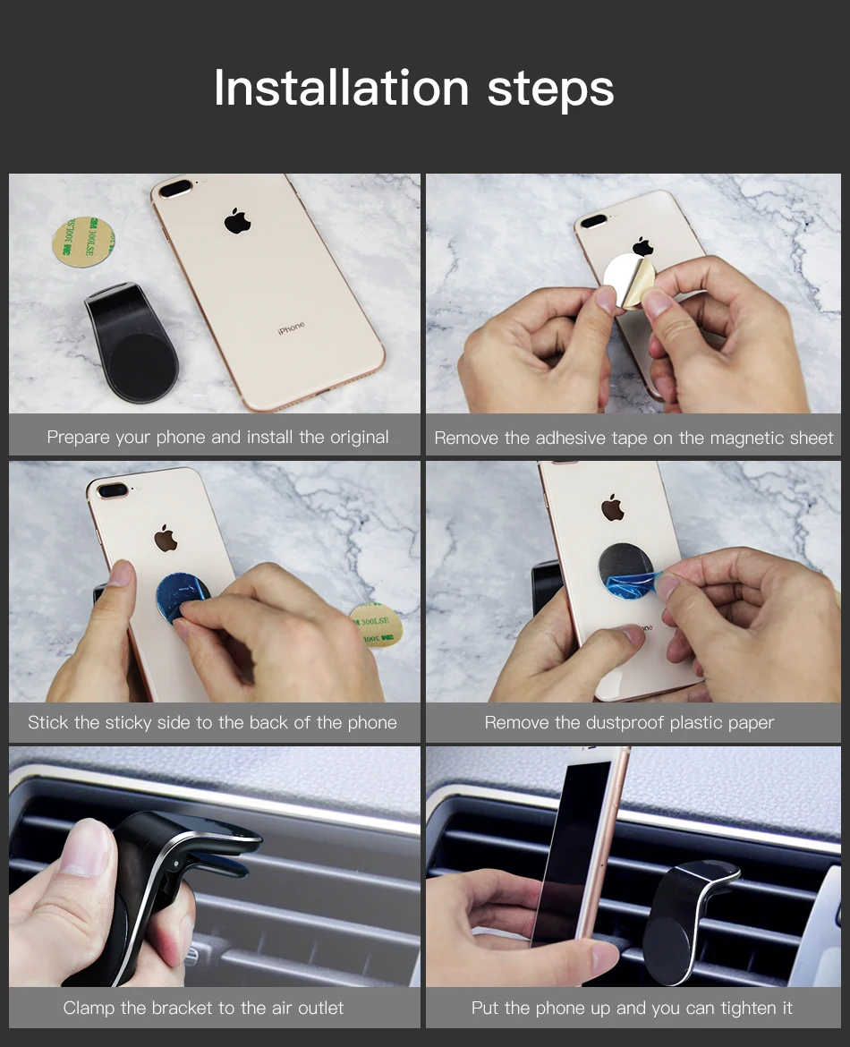 !ACCEZZ Magnetic Car Phone Holder Stand Air Vent 360 Degree Rotation Universal 3.5-7inch Phone For Huawei iphone Support Bracket (8)