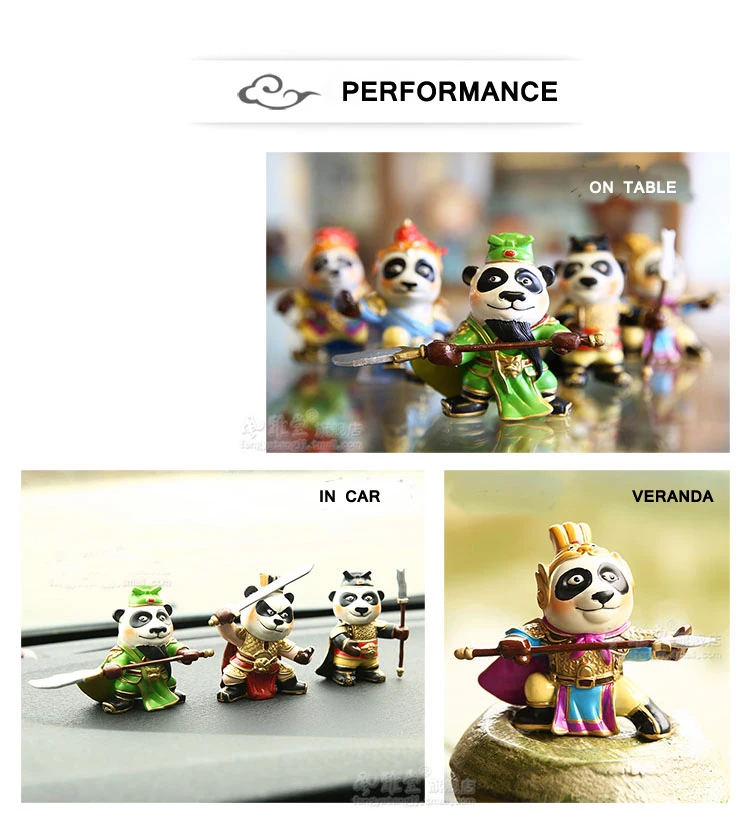E-FOUR Chinese History Cartoon Doll Traditional Ornament Car Interior Decoration Styling Hand Made Panda Gift for Children Girls