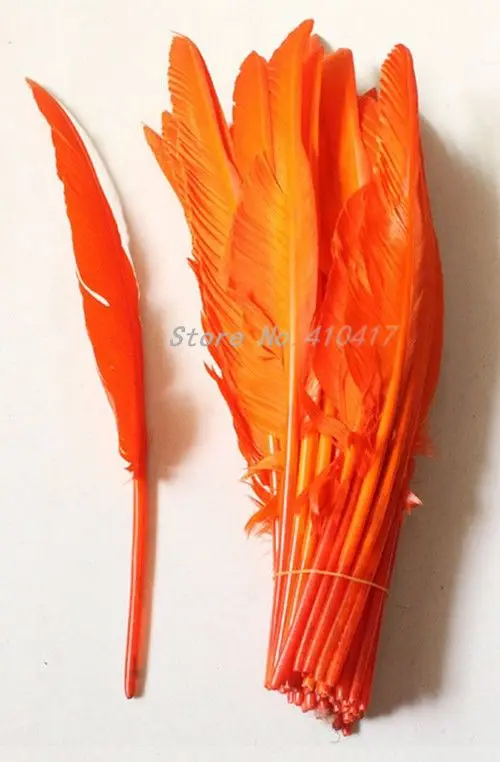Лидер продаж Гусь Турция Feathers100pcs/лот оранжевый Цвет 12-16 дюймов маховые перья для украшения
