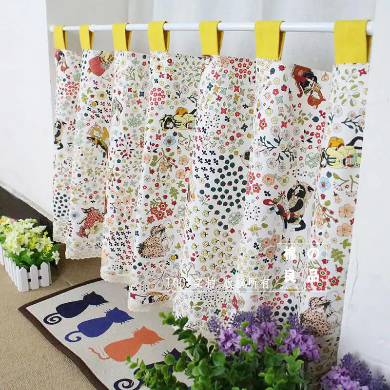 W135* H35cm маленькие кофейные шторы с мультяшным рисунком, занавески для кухни, Короткие дверные занавески, QT020-3