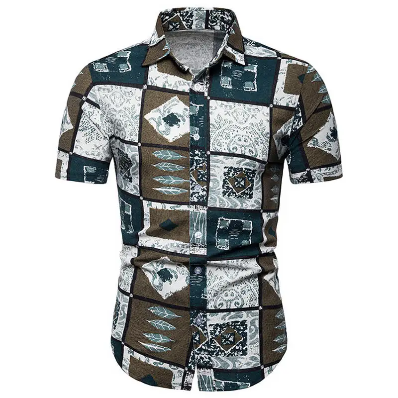 2019 Мужская гавайская рубашка мужской повседневное camisa masculina Печатных Пляжные рубашки короткий рукав лето для мужчин одежда рубашки для