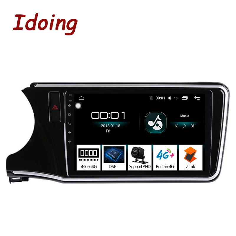 Clearance Idoing 10.2" DSP 4G+64G Octa Core Car Android 8.1 Radio Multimedia Player For Honda City 2015 GPS Navigation Glonass 2.5D IPS 1