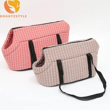 Клетчатая сумка-переноска для собак, удобная и мягкая, холщовая, для путешествий на открытом воздухе, переноска на плечо, сумка для собак, кошек, маленький размер