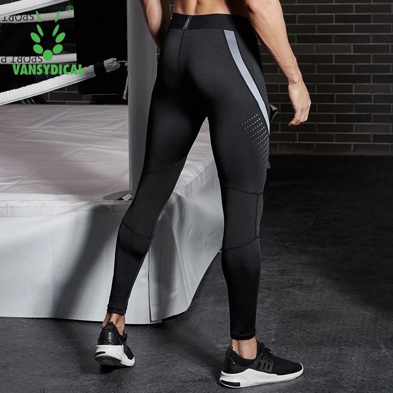 Vansydical Компрессионные спортивные колготки для бега мужские набивные леггинсы для фитнеса и спортзала дышащие баскетбольные Стрейчевые брюки