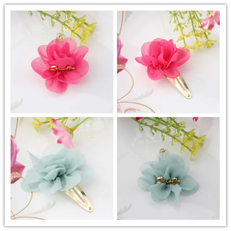 Горячая Распродажа летние стильные шифоновые заколки с цветами Детские