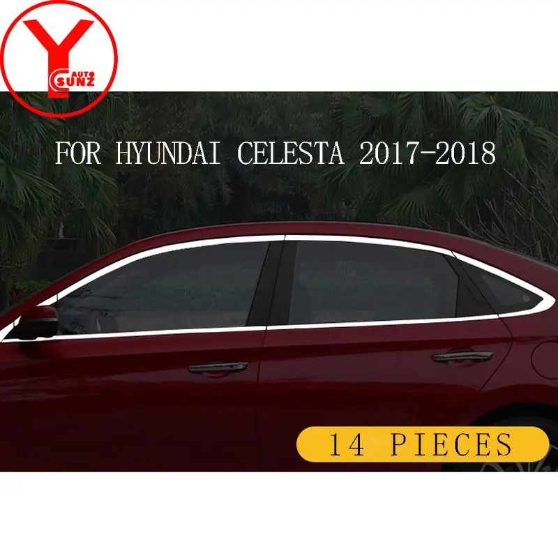 Stainless Steel 14 Оконные полосы из нержавеющей стали для hyundai celesta оформление окон автомобиля отделка литья аксессуары для celesta YCSUNZ - Цвет: Stainless Steel 14