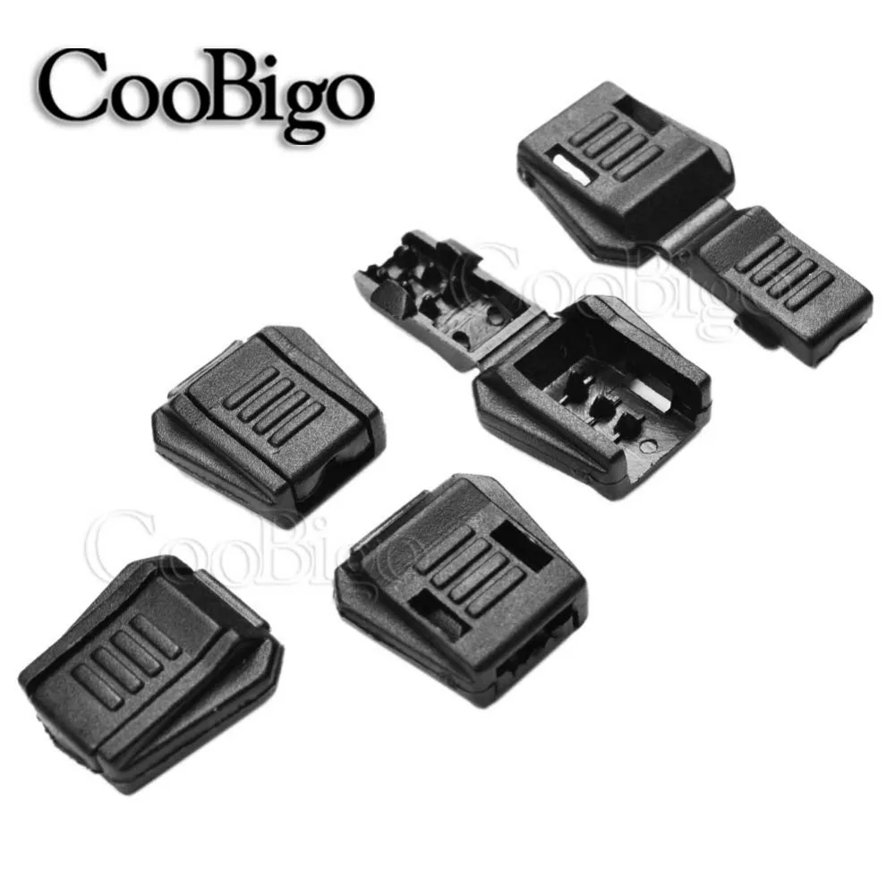 

15pcs Black Cord Ends Clip Zipper Puller Paracord Cord Tether Tip Lock Plastic Outdoor Backpack Bag Parts Accessories