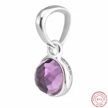 925 стерлингового серебра синтезатор Аметист Февральская капельница Подвеска для цепочки с бусинами DIY Fit PANDORA Подвески для изготовления ювелирных изделий FL506-2