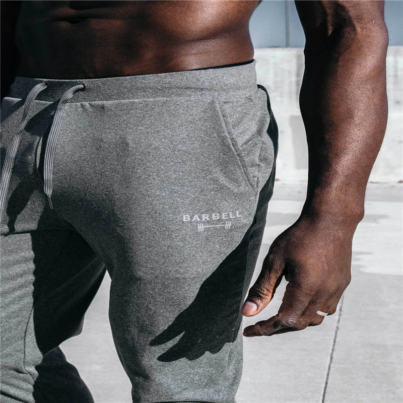 Casual Funny Print Letter Barbell Mens Pants Cotton Spring/Autumn Gray Men Joggers Sweatpants Plus Size Trouser Joggers Straight