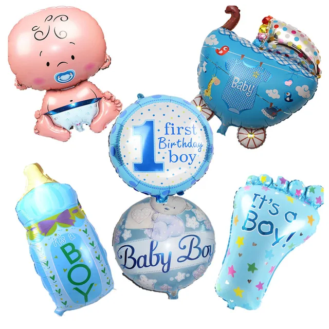 Us 5 03 20 Off 6pcs Lot Baby Shower Boy Helium Foil Balloons Baby Shower Balloon Kid Baby Boy Birthday Party Decoration Baby 1 Year Birthday In