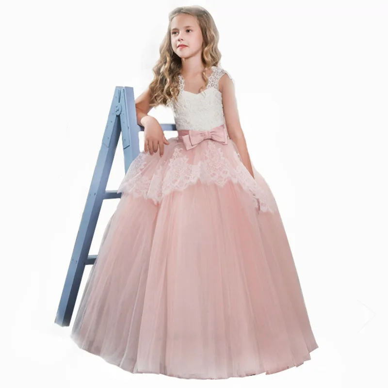 

Girl's Wedding First Communion Baby Girl Tulle Lace Dress Pageant Evening Event Party Prom Gown Kids Dresses For Girls Clothing