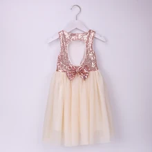 Блестящее платье для девочек; розовое золото; платье-пачка; платье с блестками и цветочным узором для девочек; блестящее летнее платье подружки невесты для дня рождения