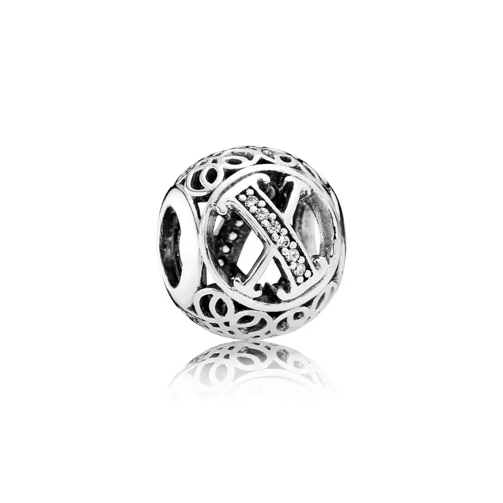 925 пробы серебряная буква A-Z бусины амулеты для женщин Diy Pandora Браслеты Шарм ювелирные изделия аксессуары - Окраска металла: GX
