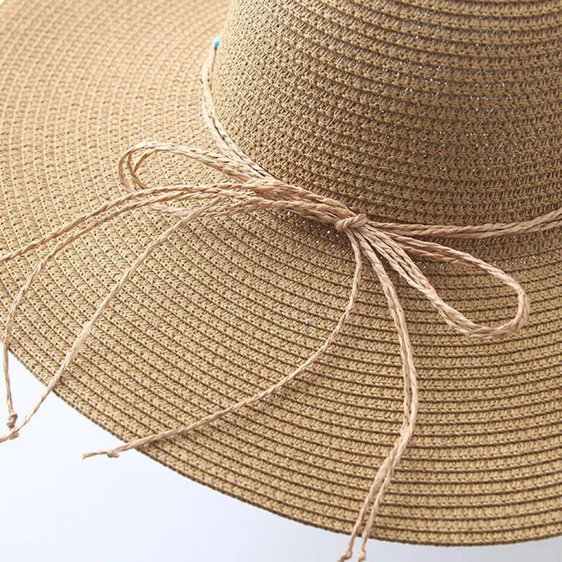 Новые брендовые летние Шапки для Для женщин Sunhat дамы большой полями ВС Шапки Женский широкий соломы Шапки Packable флоппи пляж Шапки