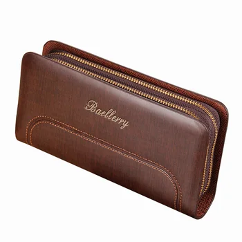 

Business Mens Zipper Wallet PU Leather High-capacity Handbags Vintage Trifold Long Purses WBL30