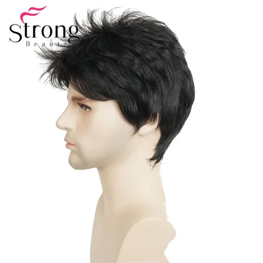 StrongBeauty короткий серебристо-серый парик мужские короткие синтетические волосы парики выбор цвета - Цвет: #2