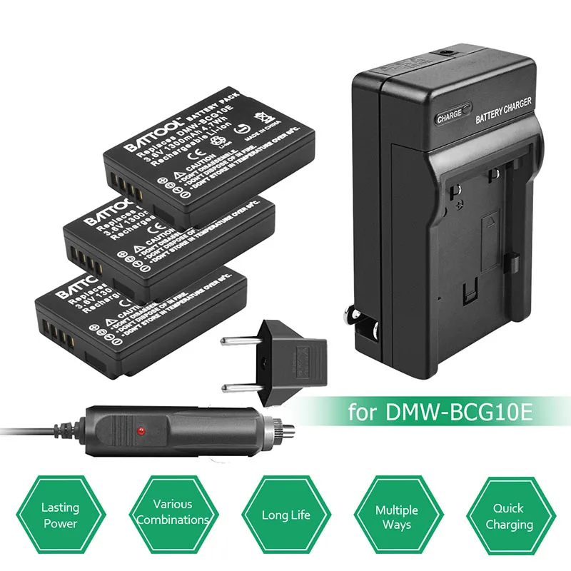 3battery1charger Bonadget Перезаряжаемые Батарея для DMW-BCG10 DMWBCG10 BCG10E для цифрового фотоаппарата Panasonic DMC-3D1 DMC-TZ7 DMC-TZ8 DMC-TZ10 Камера Батарея - Цвет: 3battery1charger
