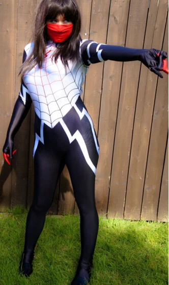 12% СКИДКА|Шелк паука костюм Morph костюм шелк женщина паук костюм Синди .....