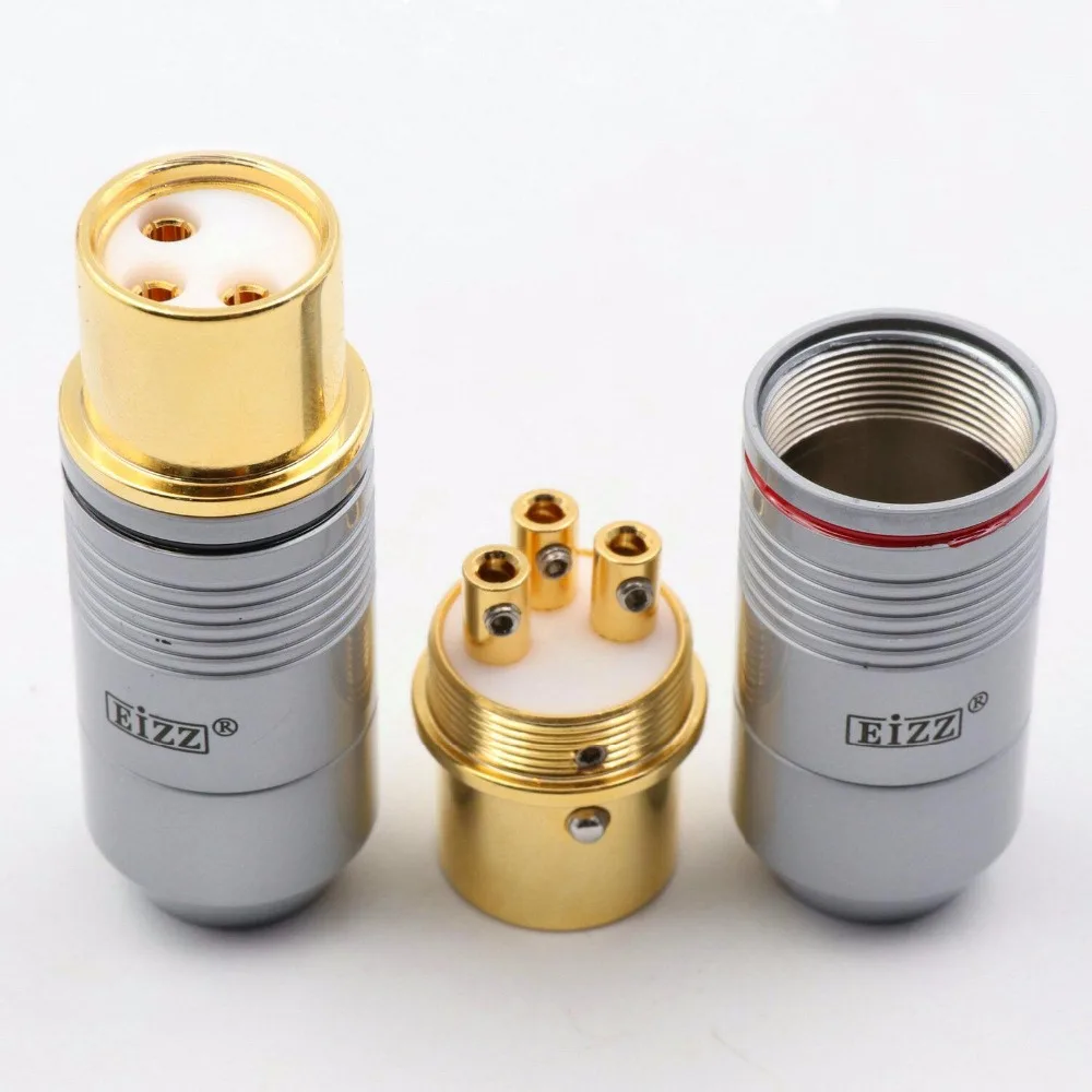 EIZZ Tellurium медь 3 булавки Мужской Женский XLR разъем MIC змея адаптер 24 К позолоченный для HIFI аудио усилитель микрофон DIY