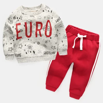 Children's sportswear suit Spring and Autumn children's clothes Baby boy 3 years old 1 tide clothes foreign style baby - Цвет: gray