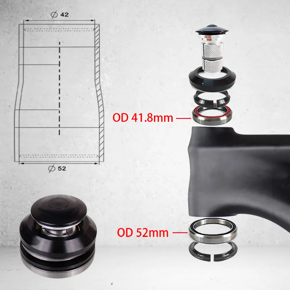 Tapper головная труба MTB велосипедная дорожная гарнитура Топ труба 41,8 мм 1-1/" и вниз трубка 52 мм 1-1/2"
