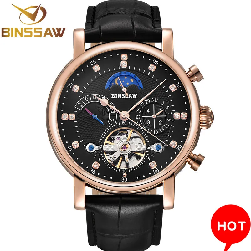 

Men Automatic Mechanical Wrist Watch Luxury Brand Fashion Sports Leather Moon Phase Calendar Week Watches Relogio Masculino