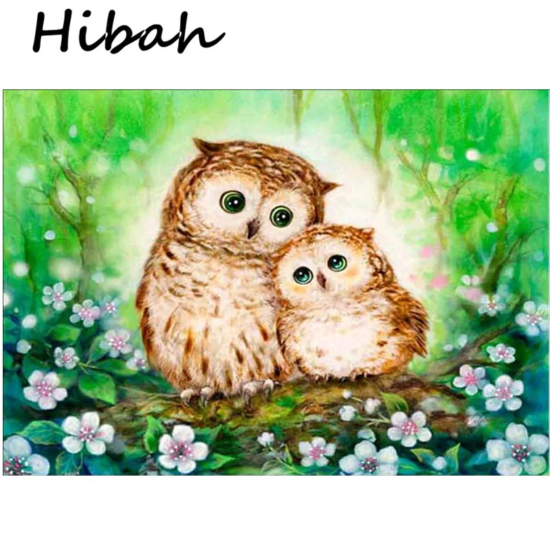 

DIY Round Diamond Diamond Mosaic Pattern 3D Animal Two Owl Picture Diamond Painting Cross stitch Wall Sticker Handmade