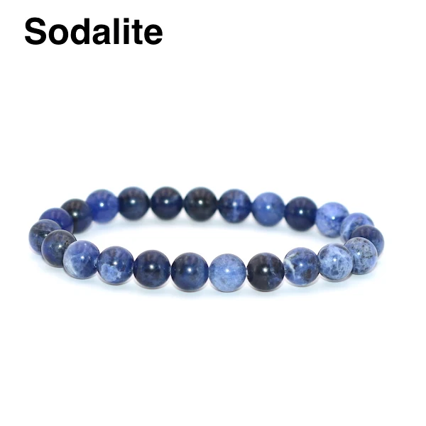 Sodalite Очаровательный с натуральным драгоценным камнем стрейч 8 мм черный Снежинка Obsidia бусины браслет для женщин - Окраска металла: Sodalite