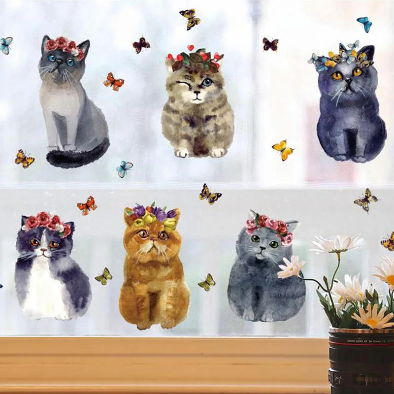 

Cats 3D Hole View Wall Sticker Bathroom Toilet Kids Room Decoration Wall Decals Sticker Refrigerator Poster