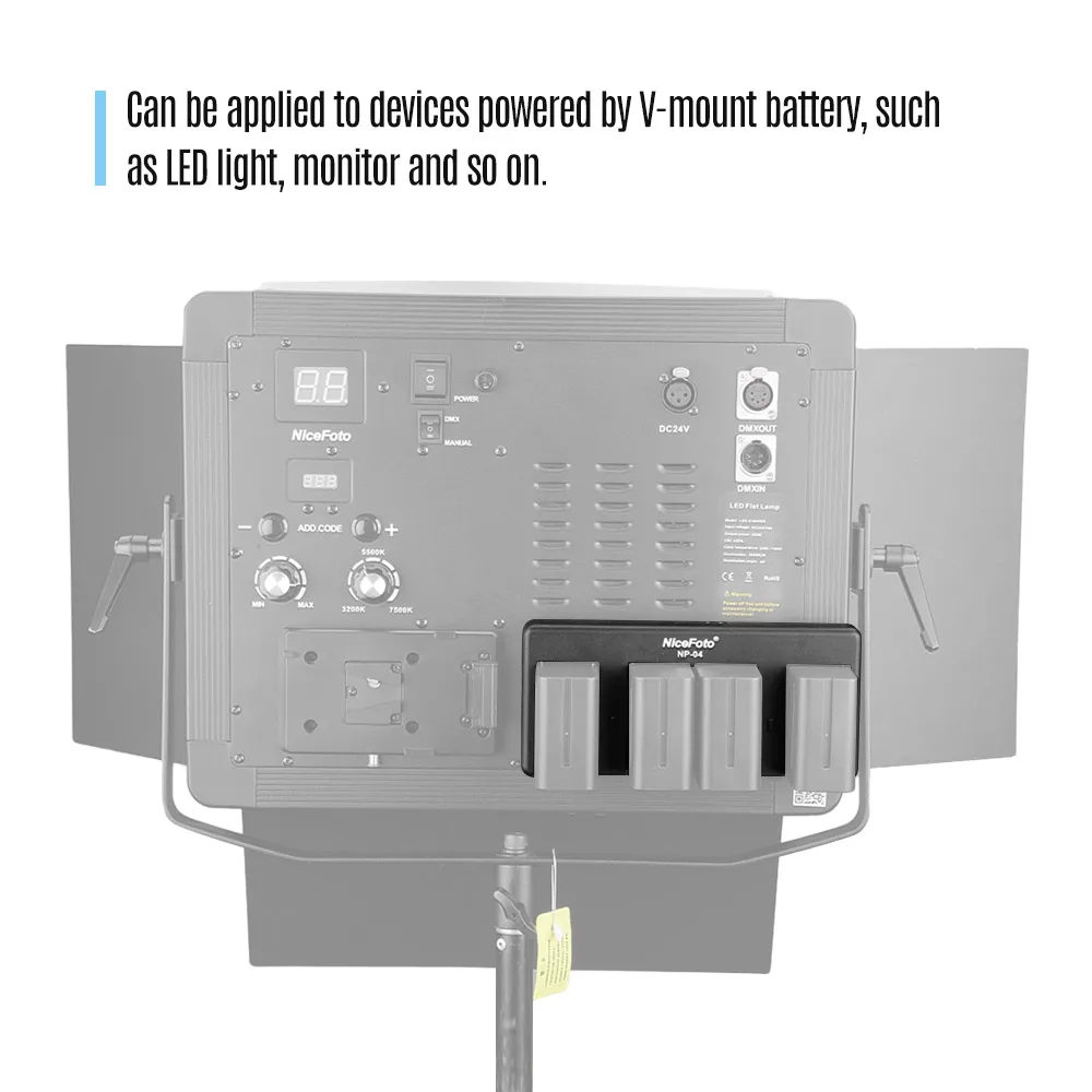 NiceFoto NP-04 NP-F Батарея для v-образного Батарея адаптера для адаптера 4 слота для sony NP-F970 Батарея для светодиодный видео светильник