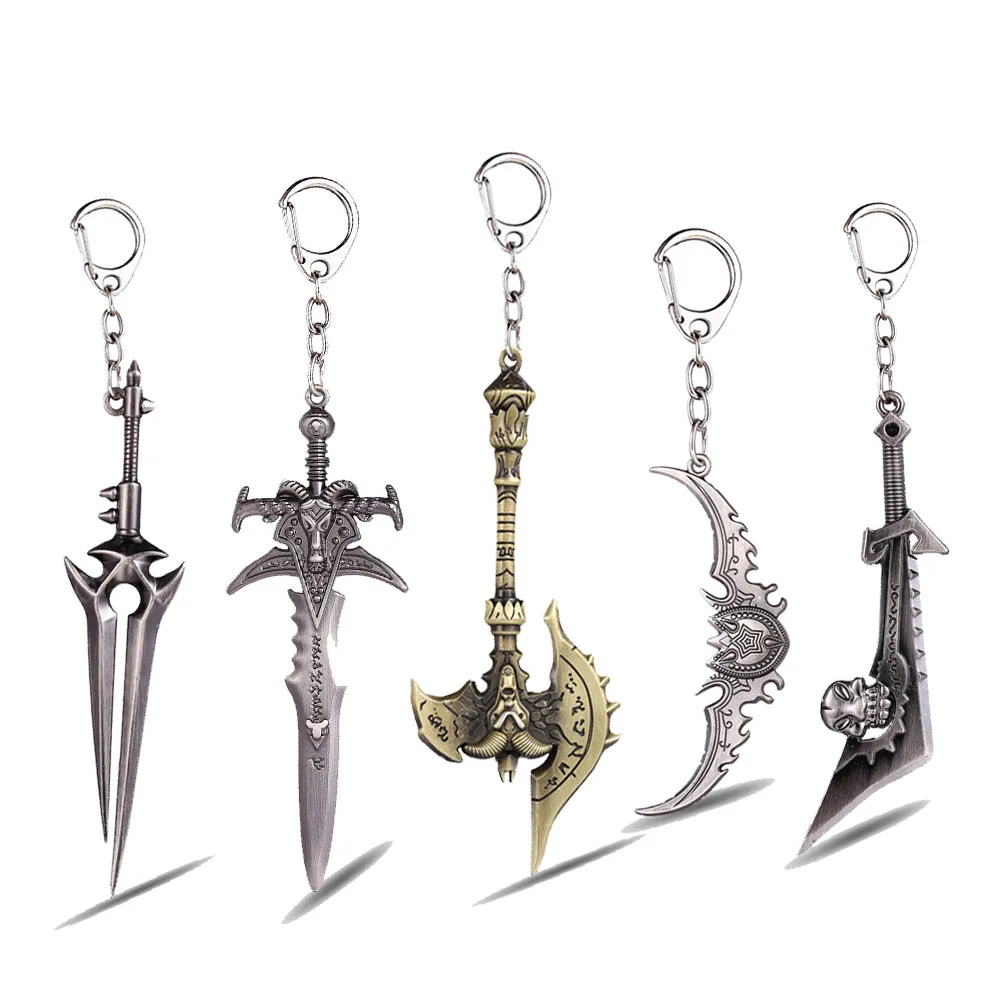 

Hot Game Keychain Frostmourne Doomhammer Warglaive of Azzinoth Ashbringer Key Ring Holder Chaveiro Key Chain Pendant Jewelry