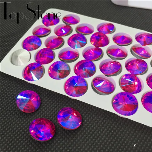 Lt Siam AB TopStone цвета AB модные Rivoli камень 6 мм 8 мм, 10 мм, 12 мм, 14 мм, 16,18 мм круглый заостренный стеклянный кристалл ювелирные камни мульти AB - Цвет: Lt Siam AB