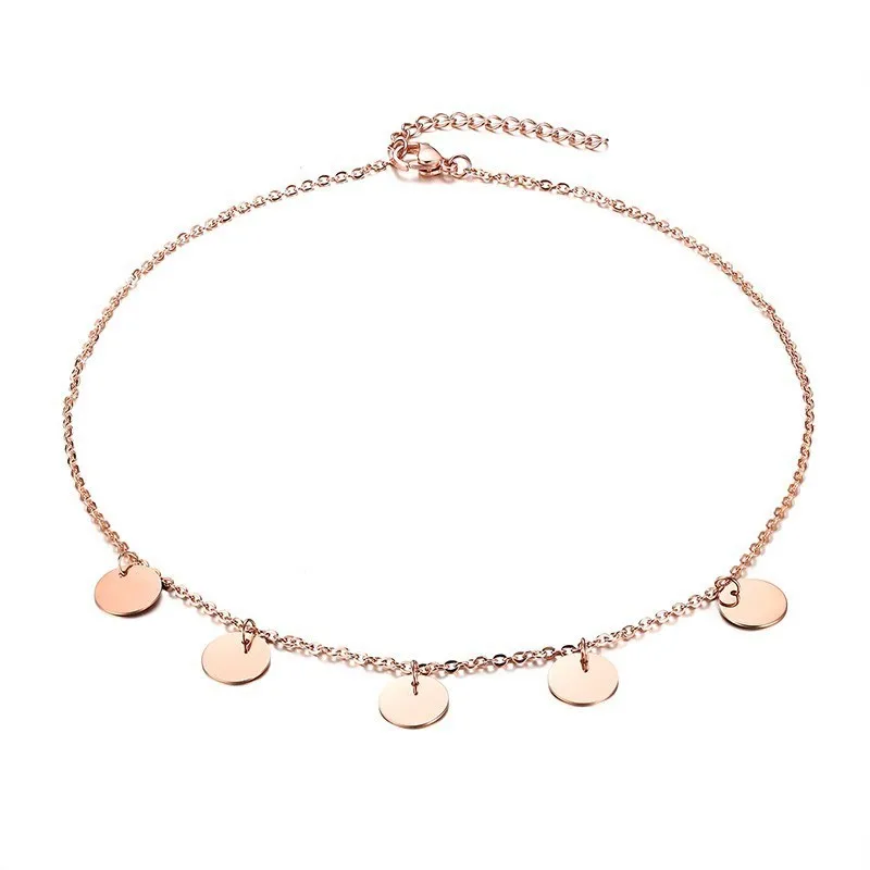 rose gold Ручной работы Изысканные изящные, нержавеющая сталь диск колье Цепочки и ожерелья для Для женщин - Окраска металла: rose gold