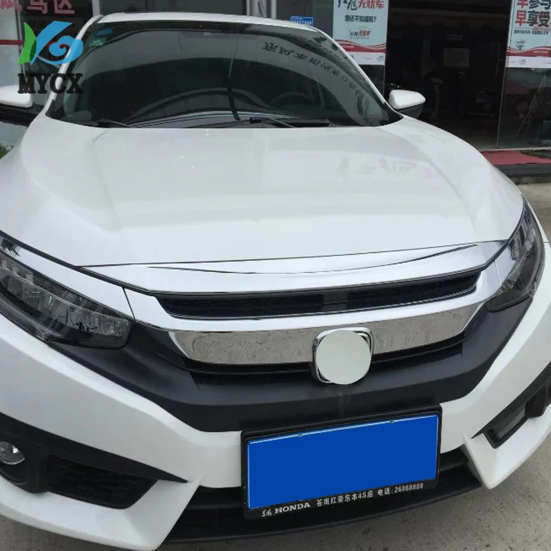 Авто Стайлинг передний капот полосы крышка отделка украшения протектор для Honda Civic 10th поколения серебро