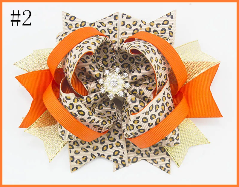 300 шт. 5.5 ''rhinestone Большой волос Луки большой бутик луки девушка аксессуары для волос Клюква клипы праздник волосы лук