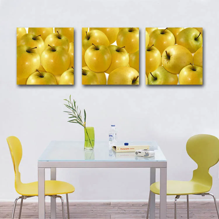 Us 8 85 47 Off 3 Panels Wall Canvas Painting Dinning Room Decor Art Pictures Yellow Apple Fruit Paintings Kitchen Modern Home Decor No Framed In