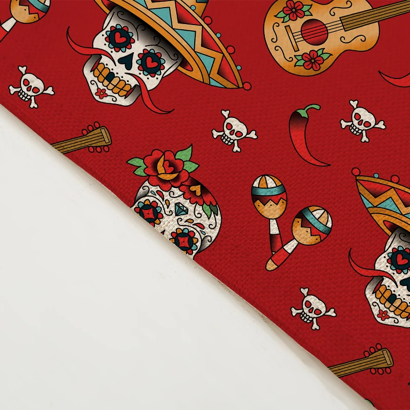 Miracille 2/4/6pieces Set Sugar Skull Art Home Decorative Table Place Mats Flower Skulls Pattern Placemats For Kitchen Table