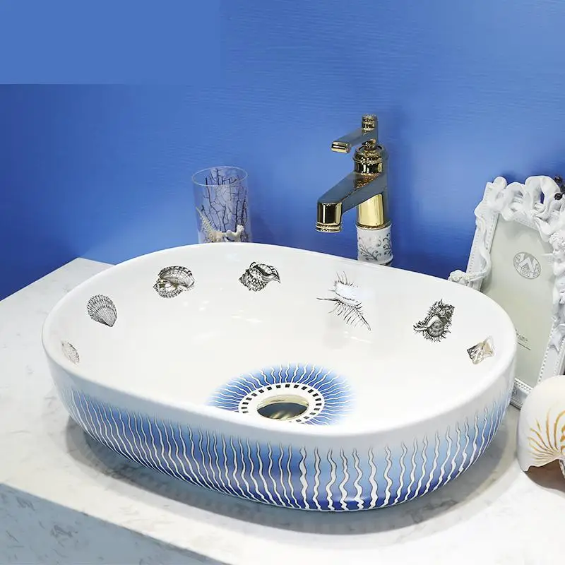 China Artistic Handmade Art wash basin Ceramic Counter Top washing bowl oval ceramic Wash Basin Bathroom Sinks | Обустройство дома