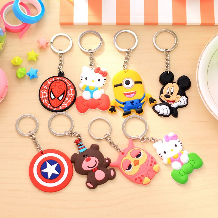 

2016 Cute Anime Cartoon Silicone Stitch Minion Hello Kitty Key Cover Key Caps Keychain Key Chain Key Ring Key Holder Women Gift