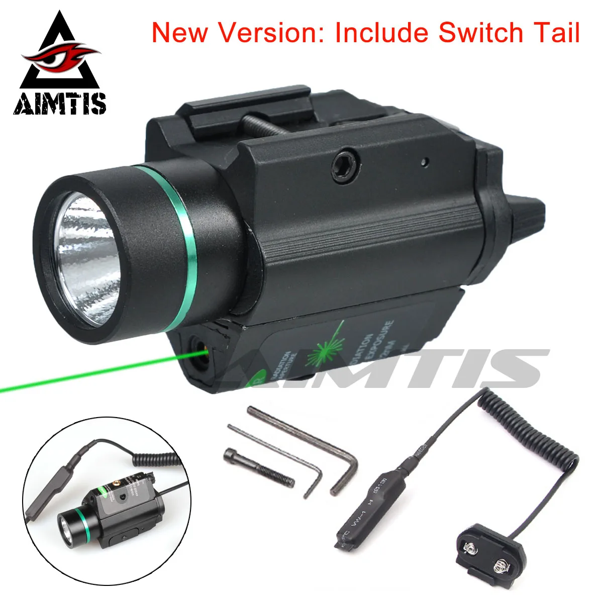 Green laser AIMTIS Тактический M6 пистолет светильник охотничий страйкбол оружейный светильник с 532 нм зеленый лазерный винтовочный пистолет Флэш-светильник комбинированный зеленый лазер - Цвет: Green laser