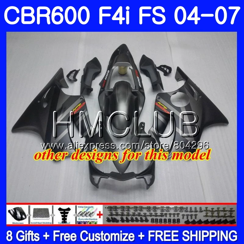 Корпус для HONDA CBR 600F4i CBR600 FS CBR 600 F4i 04 05 06 07 62HM11 CBR600F4i CBR600 F4i 2004 2005 2006 2007 обтекателя черный серебристый