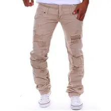 Весенние и осенние мужские брюки карго рваные джинсы мужские карманы брюки хлопковые повседневные брюки