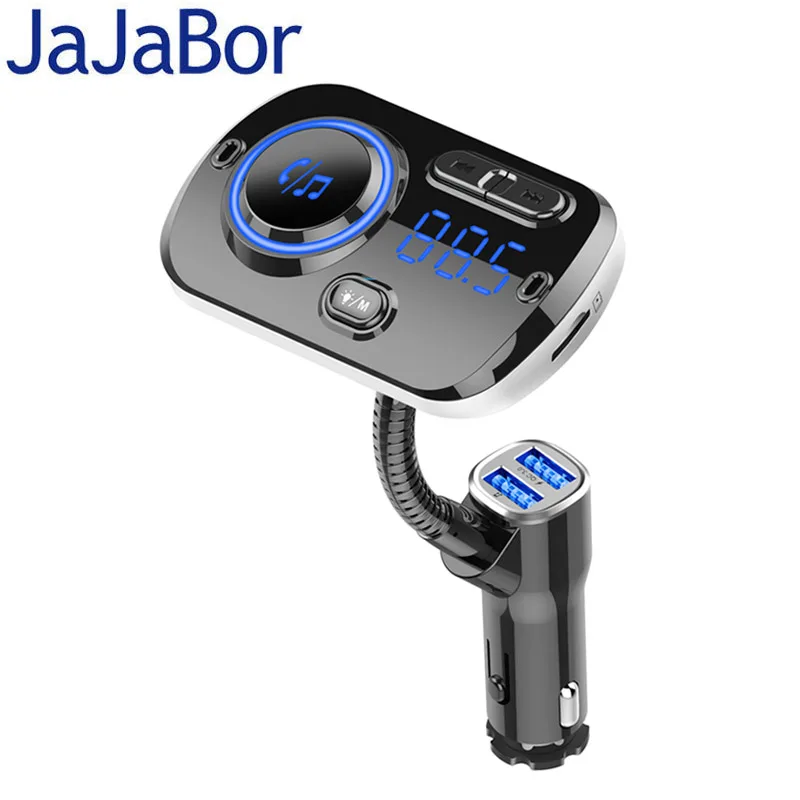 

JaJaBor Bluetooth 5.0 Car Kit Handsfree FM Transmitter AUX Audio Car Player A2DP Wireless Car MP3 Player Quick Charge QC3.0
