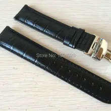 19 мм(пряжка 18 мм) PRC200 T17 T41 T461 высокое качество Серебряная Бабочка Пряжка+ черный натуральная кожа ремешок для часов